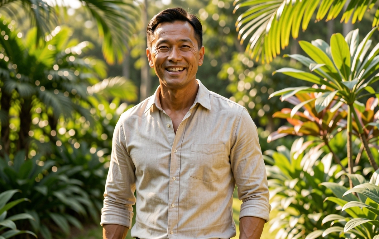 Healthy man over 40 in a natural environment