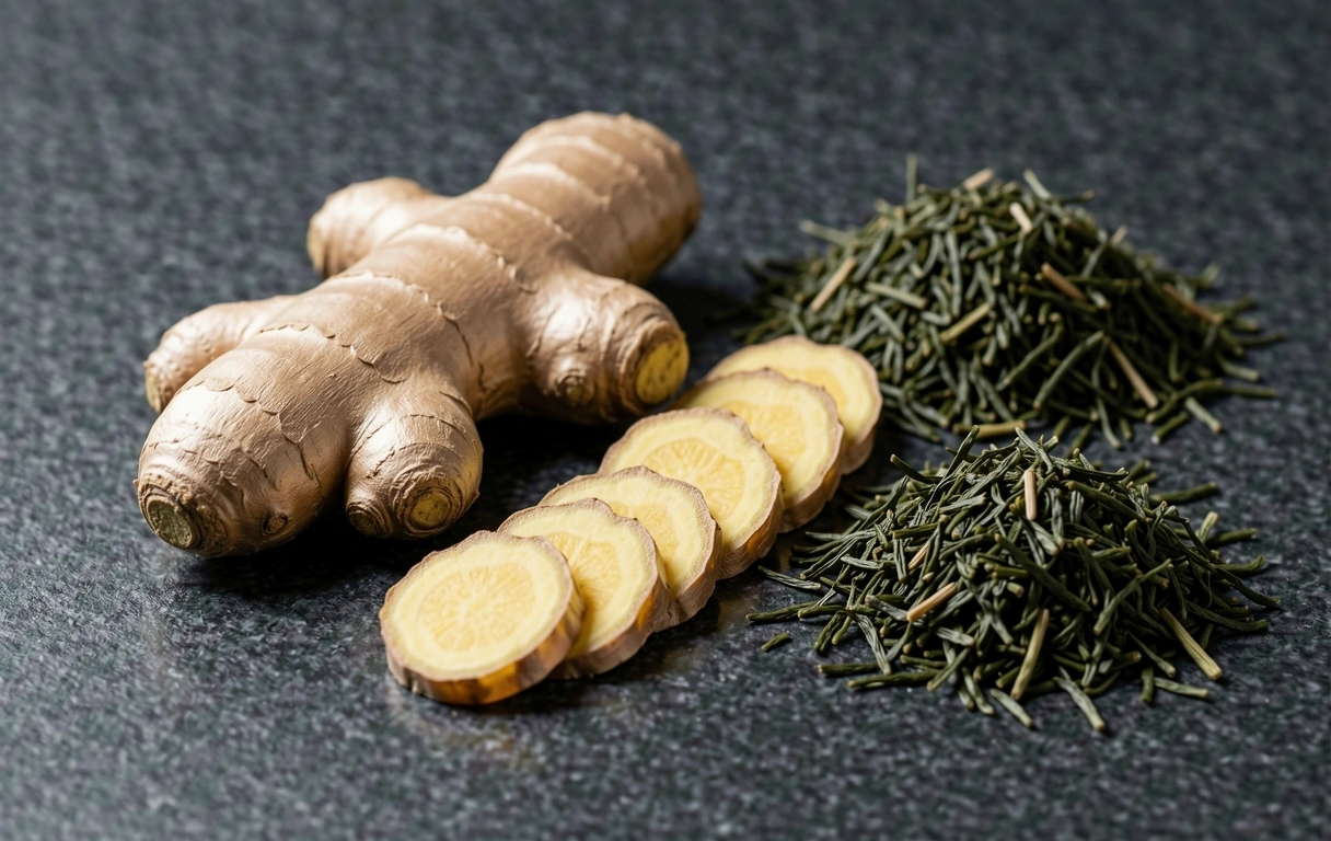 Natural supplement ingredients on stone